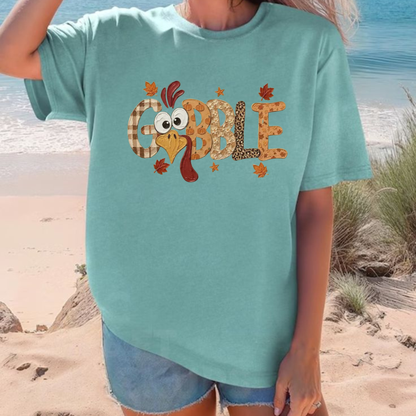 Festive Friction Tee – Painted Gobble Thanksgiving Turkey Graphic Shirt