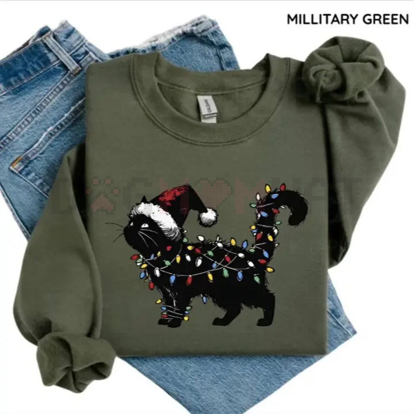Cute Cat Christmas Sweatshirt – Retro Winter Vibes Gildan Crewneck | Cat Mom Gift