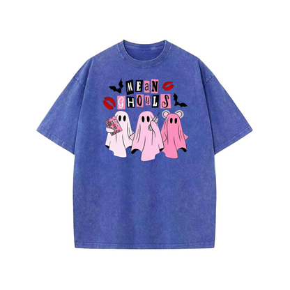 Unisex "Mean Ghouls" T-Shirt – Halloween Streetwear Tee, Washed Vintage Style