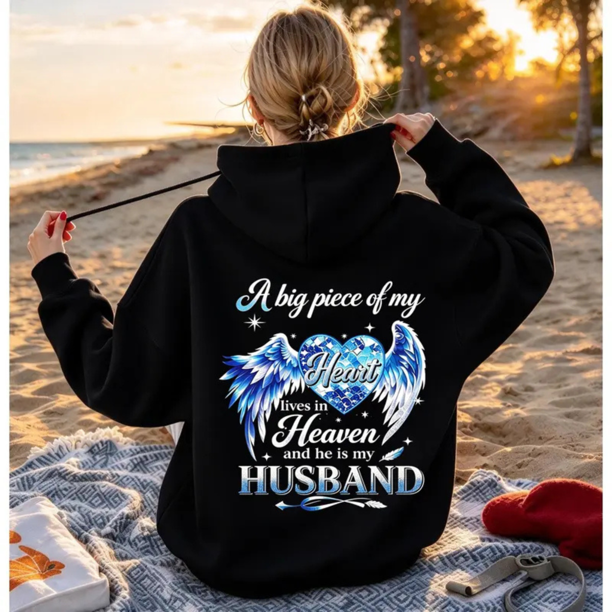 Parke Horizon Hoodie – Women's Pink "A Big Piece Of My Heart Lives In Heaven Mom" Memorial Back Print Hoodie