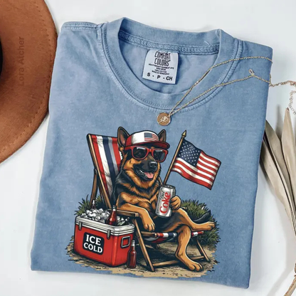 Funny 4th of July Dog Shirt – Retro Labrador & Dachshund Drinking Diet Coke Tee