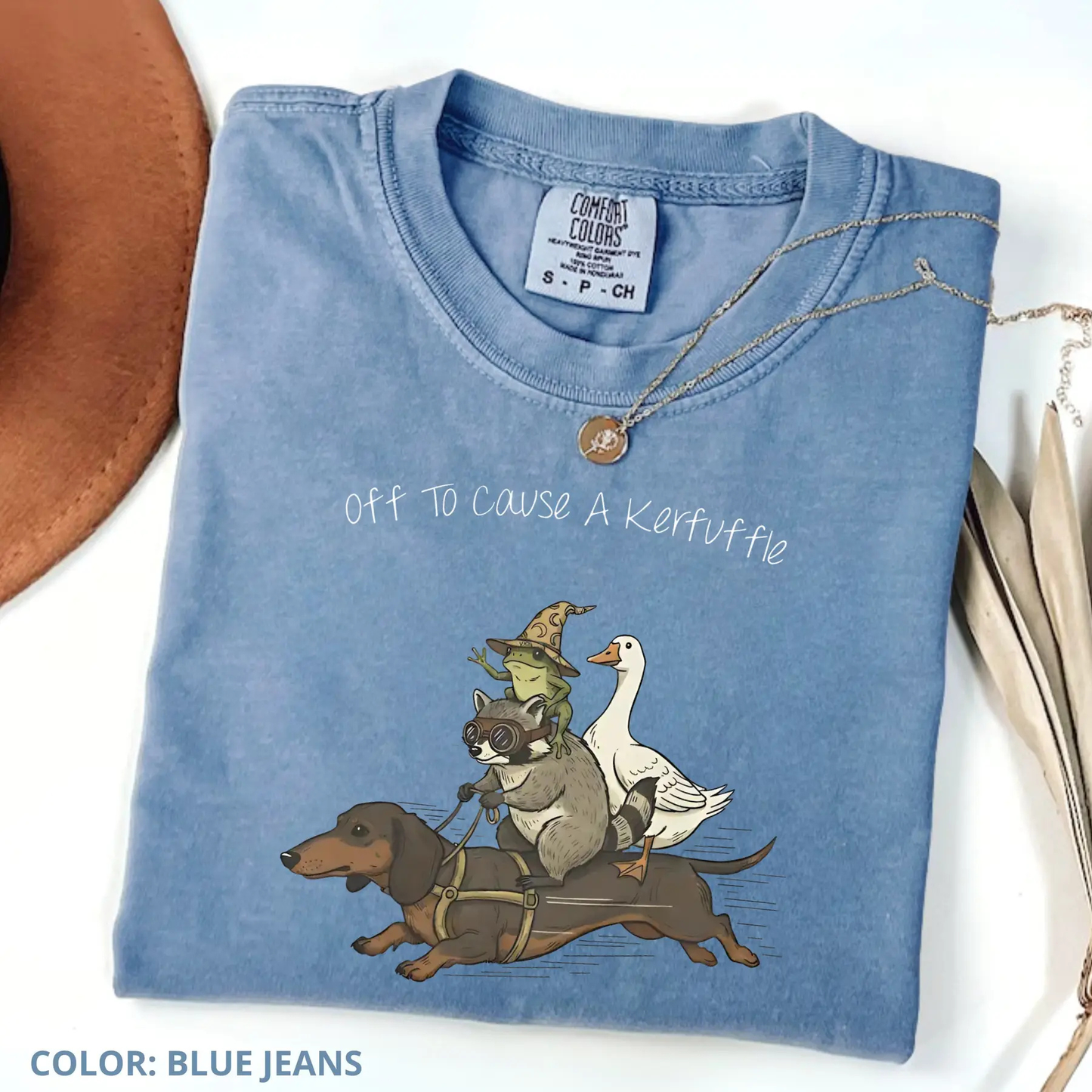 Kerfuffle Crew T-Shirt – Funny Chaos Raccoon, Goose, Frog & Wiener Dog Tee