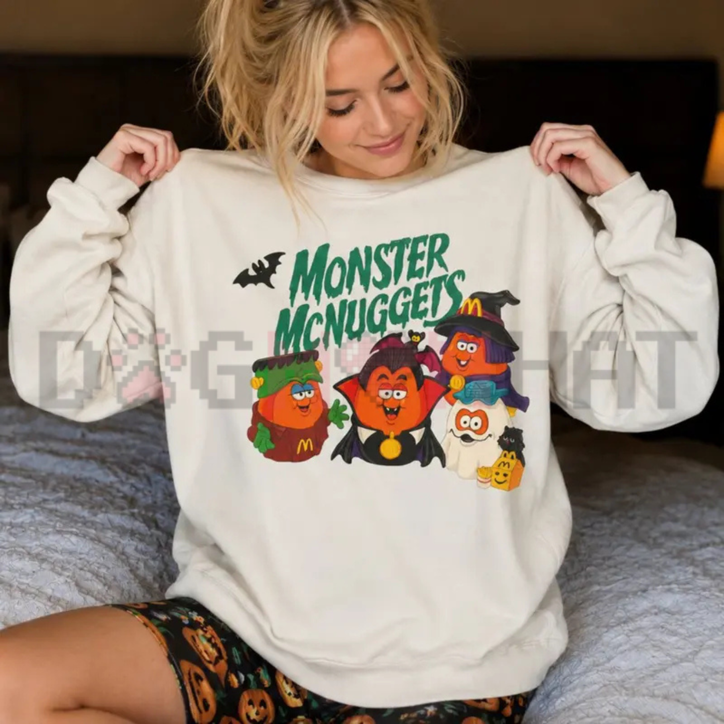 90s Retro Monster Nuggets Graphic Sweatshirt - Vintage Halloween Summerween Soft Cotton Unisex Pullover