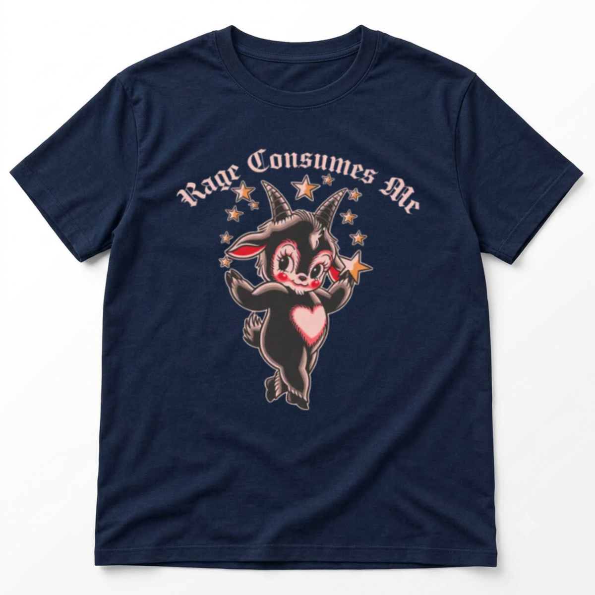 Rage Consumes Me – Cute Little Black Goat Traditional Tattoo T-Shirt