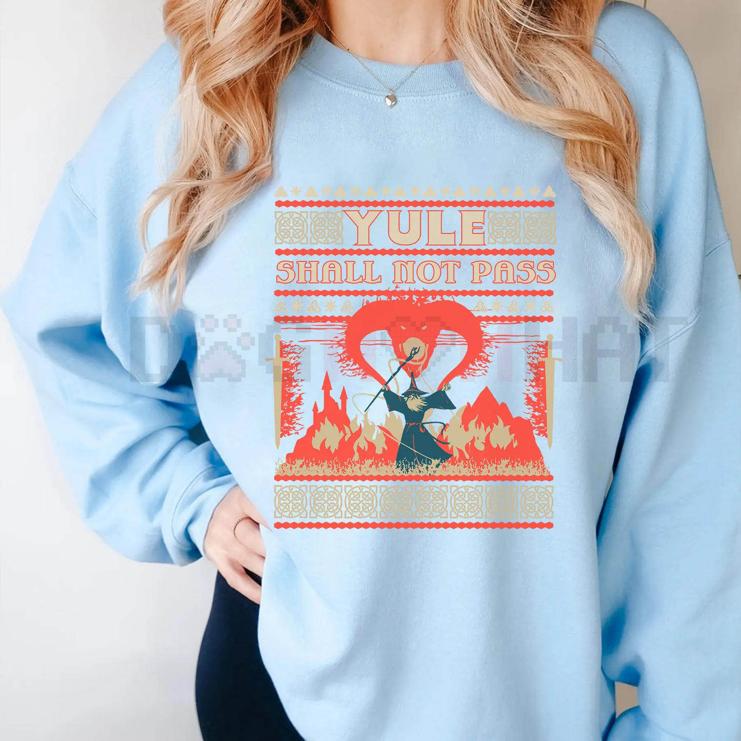 'Yule Shall Not Pass' Balrog Death Metal Font LOTR Ugly Christmas Sweater