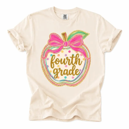 Comfort Colors First Day of School Teacher Shirt - Pink Gingham Apple Tee