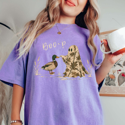 Quack-O-Lantern Squad Tee – Funny Boo-P Duck & Camo Ghost Comfort Colors Halloween Shirt