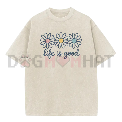 Holafish Acid Wash Daisy Print T-Shirt