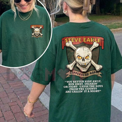 Steve Earle Copperhead Road Vintage Skull Graphic T-Shirt