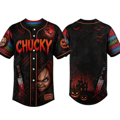Horror Slasher Classic Movie Characters Baseball Jersey - Spooky Squad Halloween Uniform
