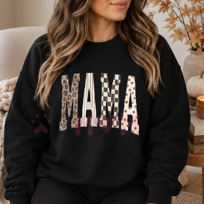 Leopard Stripe Mama Wifey Cozy Fleece Sweatshirt