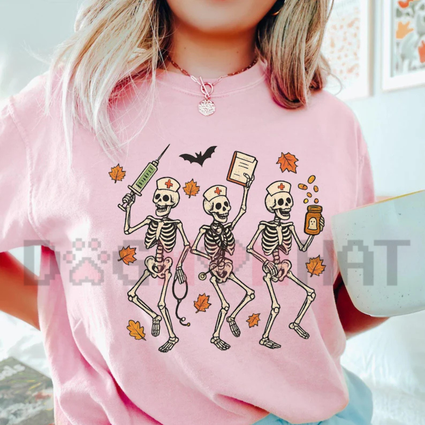 Comfort Colors® Halloween Nurse Skeleton T-Shirt - Spooky Season RN Autumn Tee