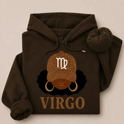"Zodiac Slay Girl" Afro Zodiac Sign Hoodie - Cozy Horoscope Graphic Pullover