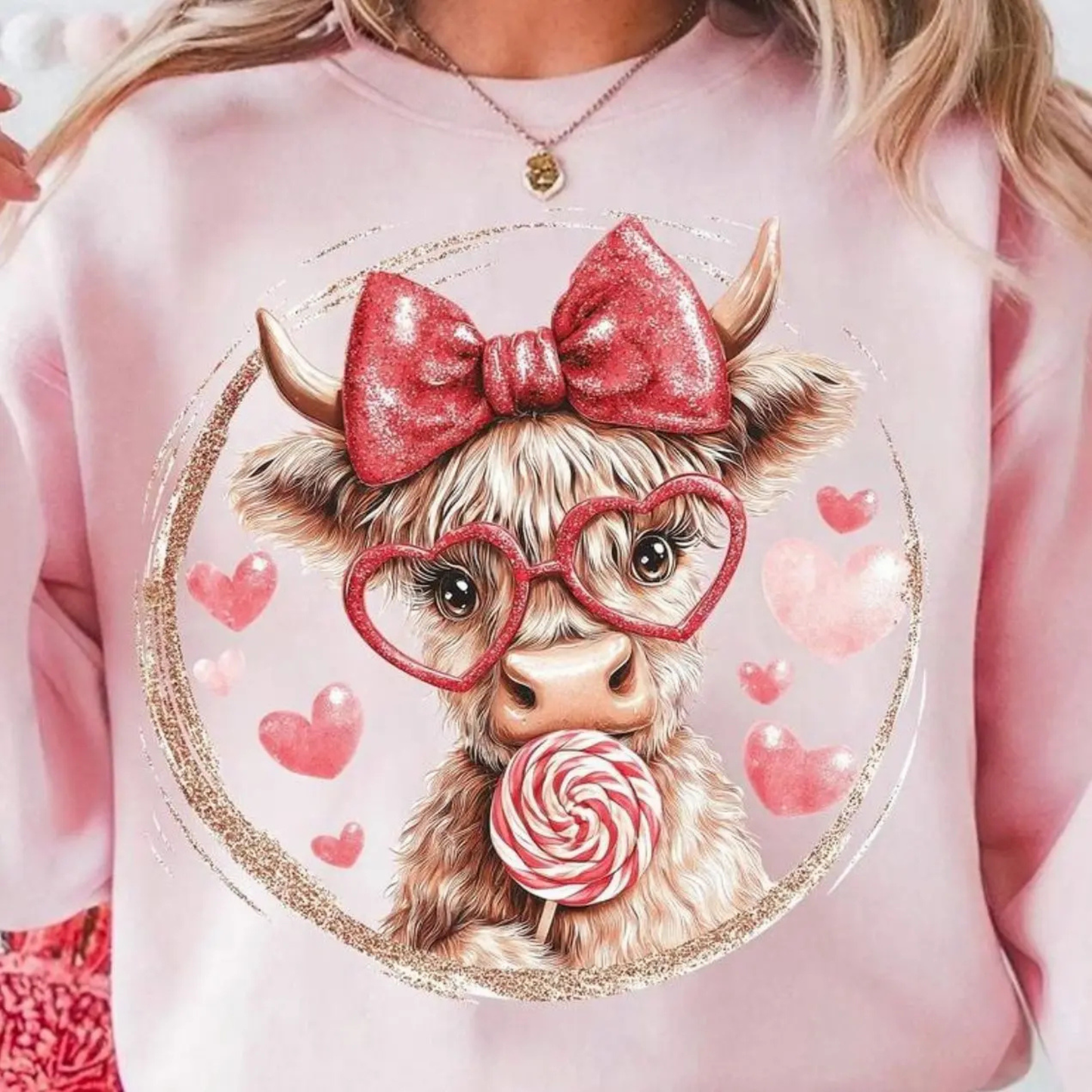 Retro Valentine Highland Cow Sweatshirt