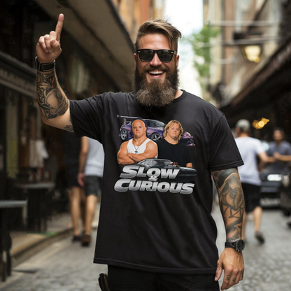 Parke Horizon Tee – Vintage "Slow & Curious" Modified Sports Car Parody Graphic T-Shirt