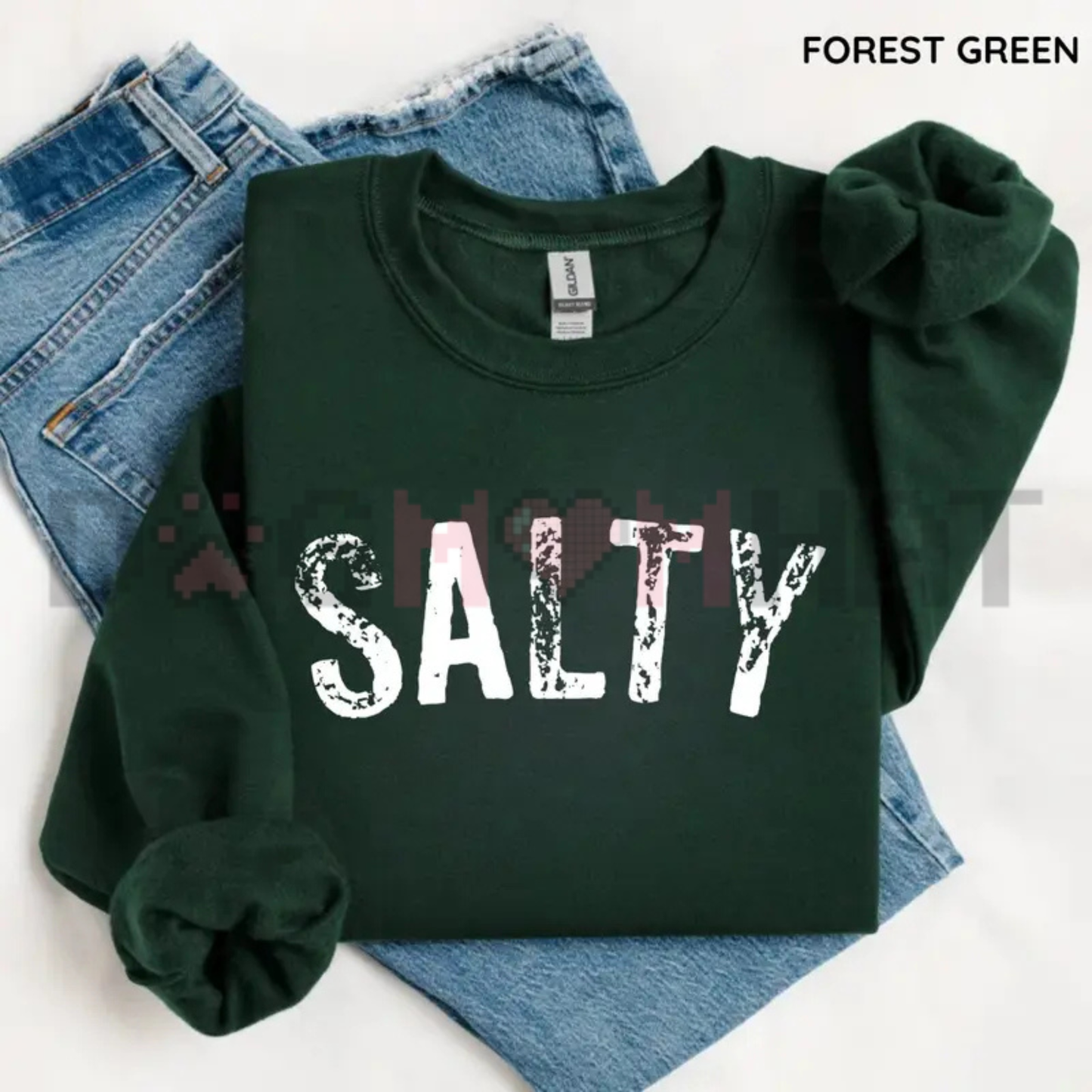 Salty Vibes Retro Beach Graphic Sweatshirt - Vintage Coastal Vacation Crewneck Pullover Women's Cozy Jumper
