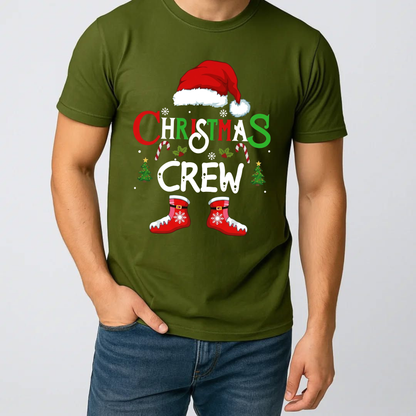 Festive Friction Tee – "Christmas Crew" Matching Family Sports Streetwear Graphic Shirt
