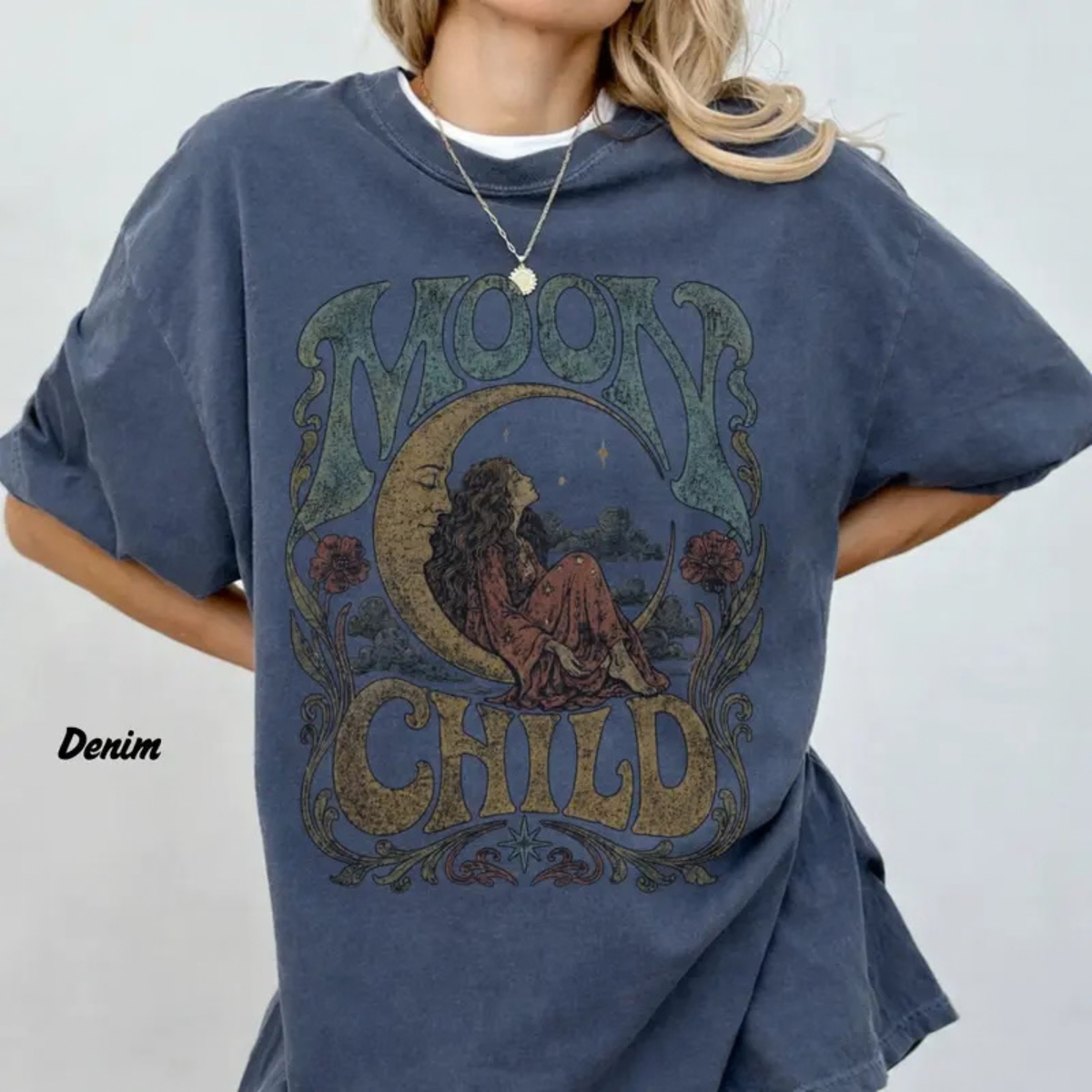 Celestial Boho Moon Child Graphic T-Shirt