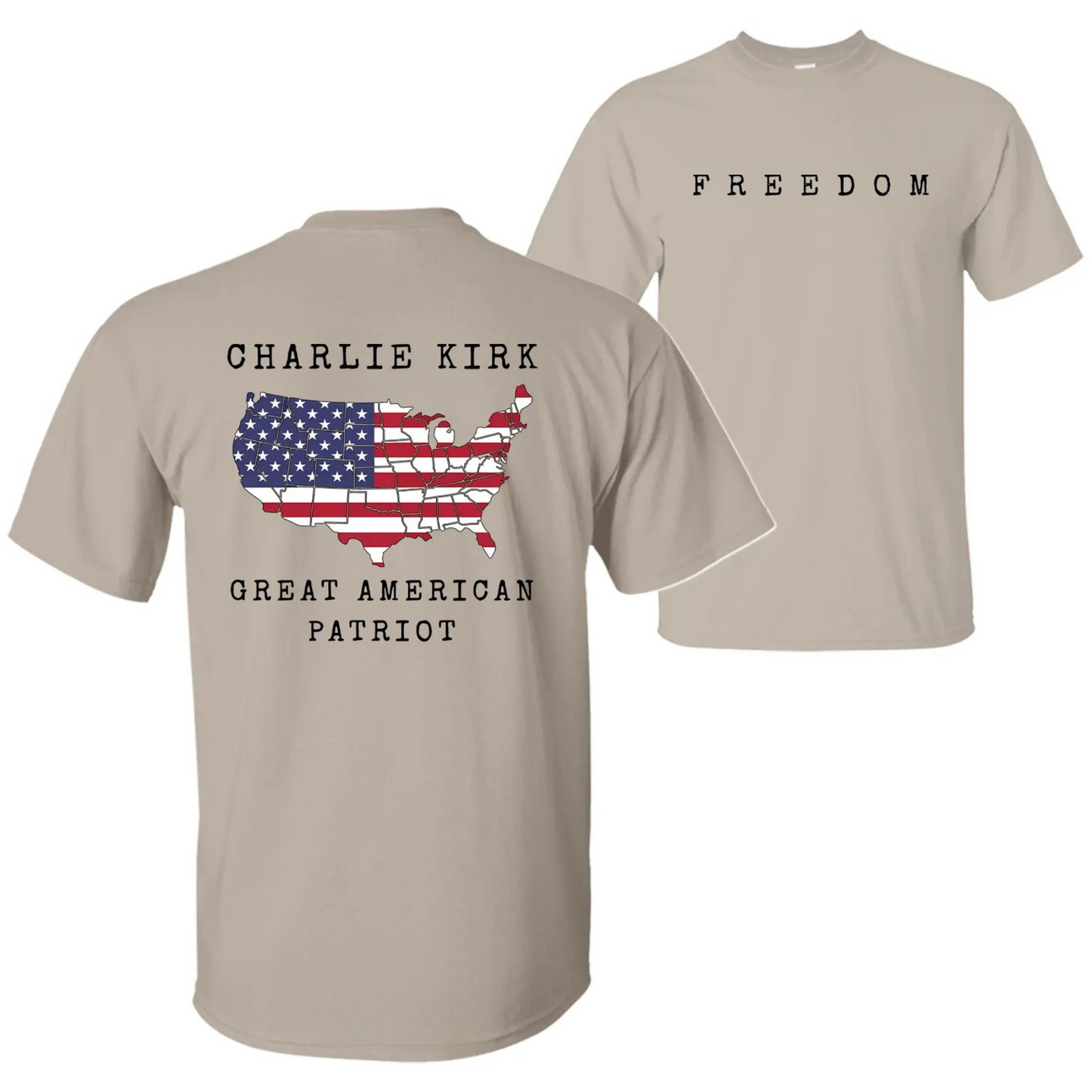 Charlie Kirk Freedom & Patriotism Graphic T-Shirt – 2-Sided Design