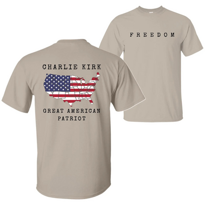 Charlie Kirk Freedom & Patriotism Graphic T-Shirt – 2-Sided Design