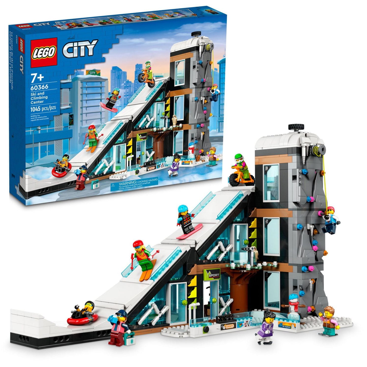 LEGO City Ski and Climbing Center 60366 Building Toy Set, 3-Level Building with a Ski Slope, 8 Minifigures and 2 Animal Figures for Imaginative Winter Sports Play, Fun Gift Idea for Kids and Ski Fans