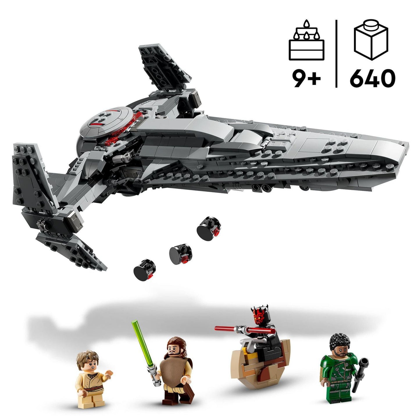 LEGO Star Wars: The Phantom Menace Darth Maul’s Sith Infiltrator, Starship Toy, Includes Qui-Gon Jinn, Darth Maul, Anakin Skywalker, and Exclusive 25th Anniversary Saw Gerrera Minifigure, 75383