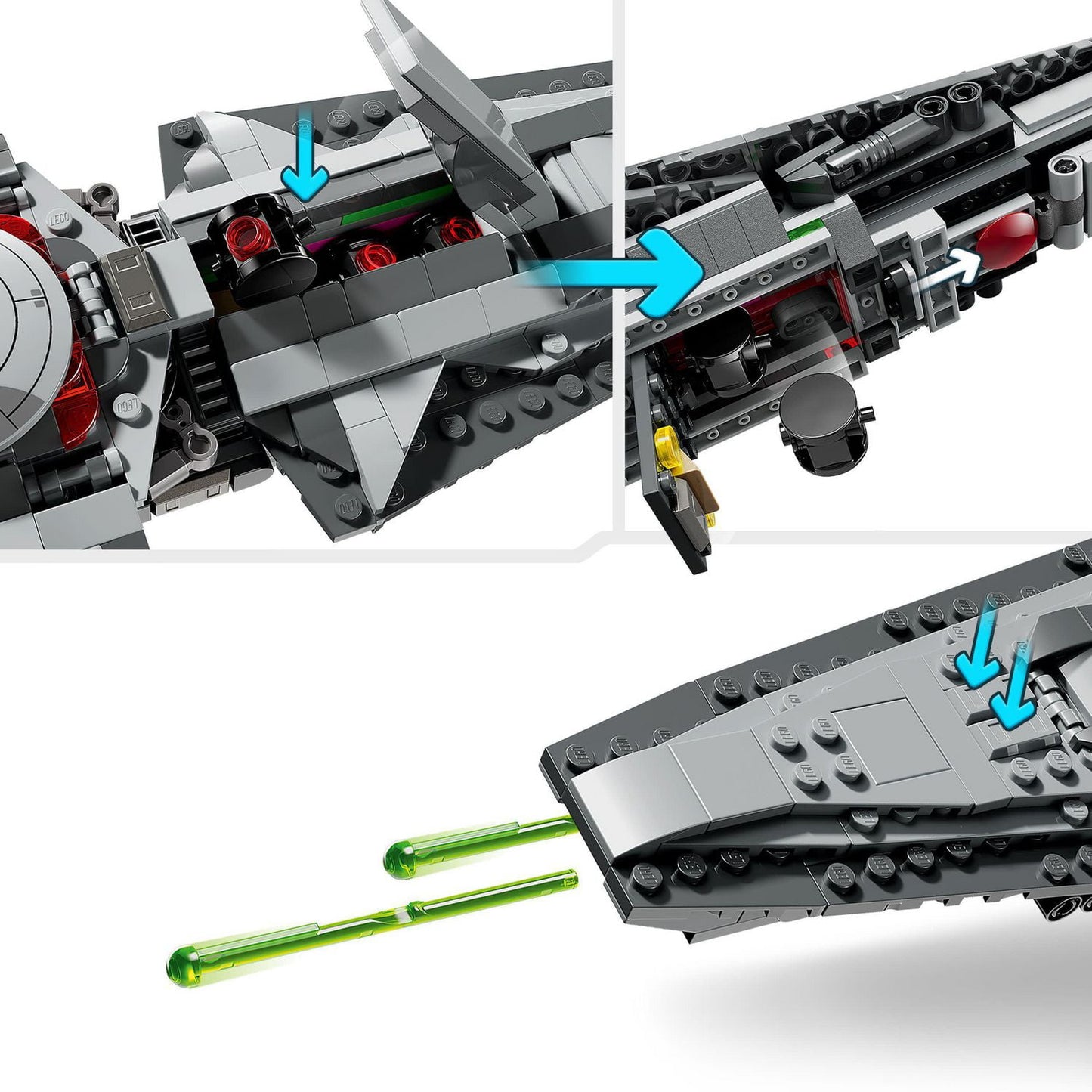 LEGO Star Wars: The Phantom Menace Darth Maul’s Sith Infiltrator, Starship Toy, Includes Qui-Gon Jinn, Darth Maul, Anakin Skywalker, and Exclusive 25th Anniversary Saw Gerrera Minifigure, 75383