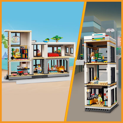 LEGO Creator 3 in 1 Modern House Toy to 3-Story City Building to Forest Cabin, Model House Playset for Kids, Art Building Sets, Gift Idea for Boys and Girls Aged 9 and Up, 31153