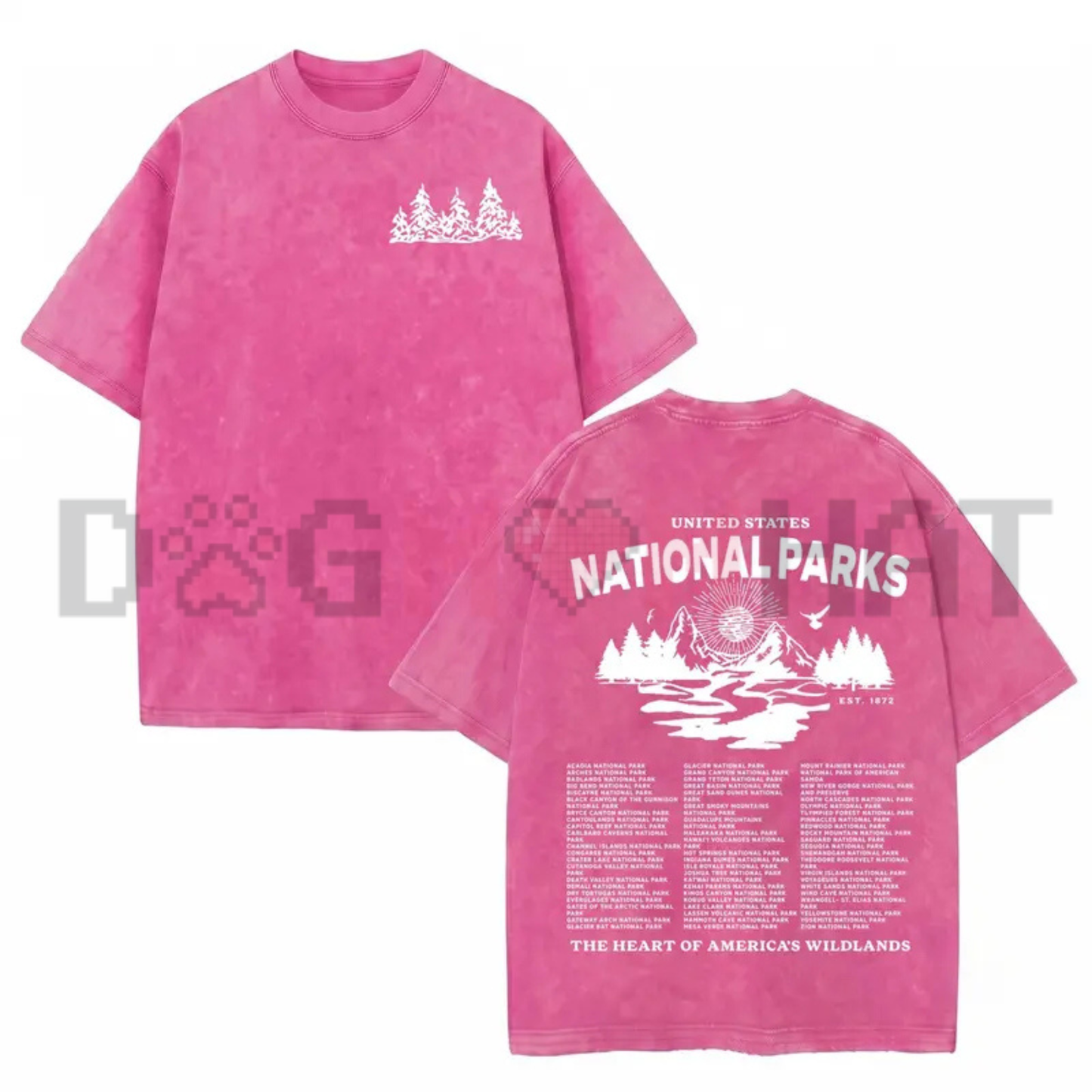 National Parks Gothic Vintage Washed Graphic Tee - Heavyweight Acid Wash Cotton Unisex Grunge Streetwear Oversized T-Shirt