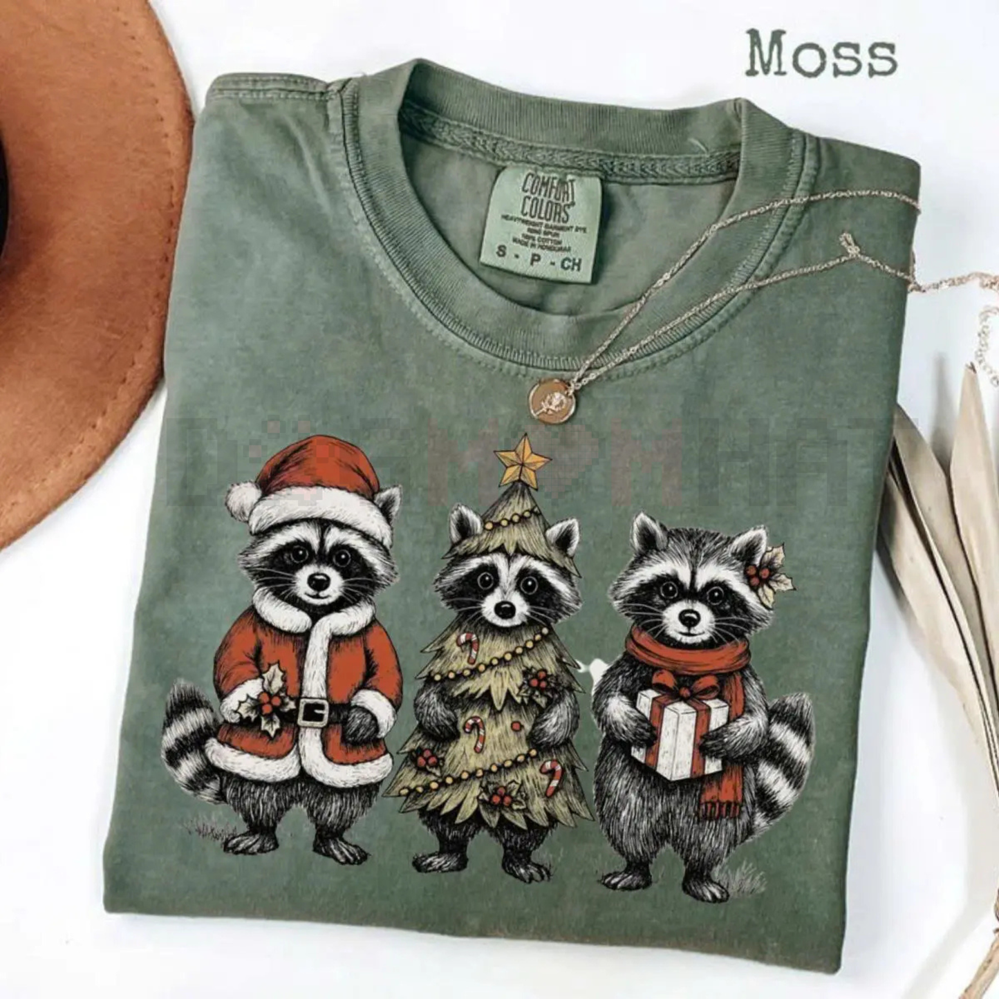 Festive Raccoon Family T-Shirt