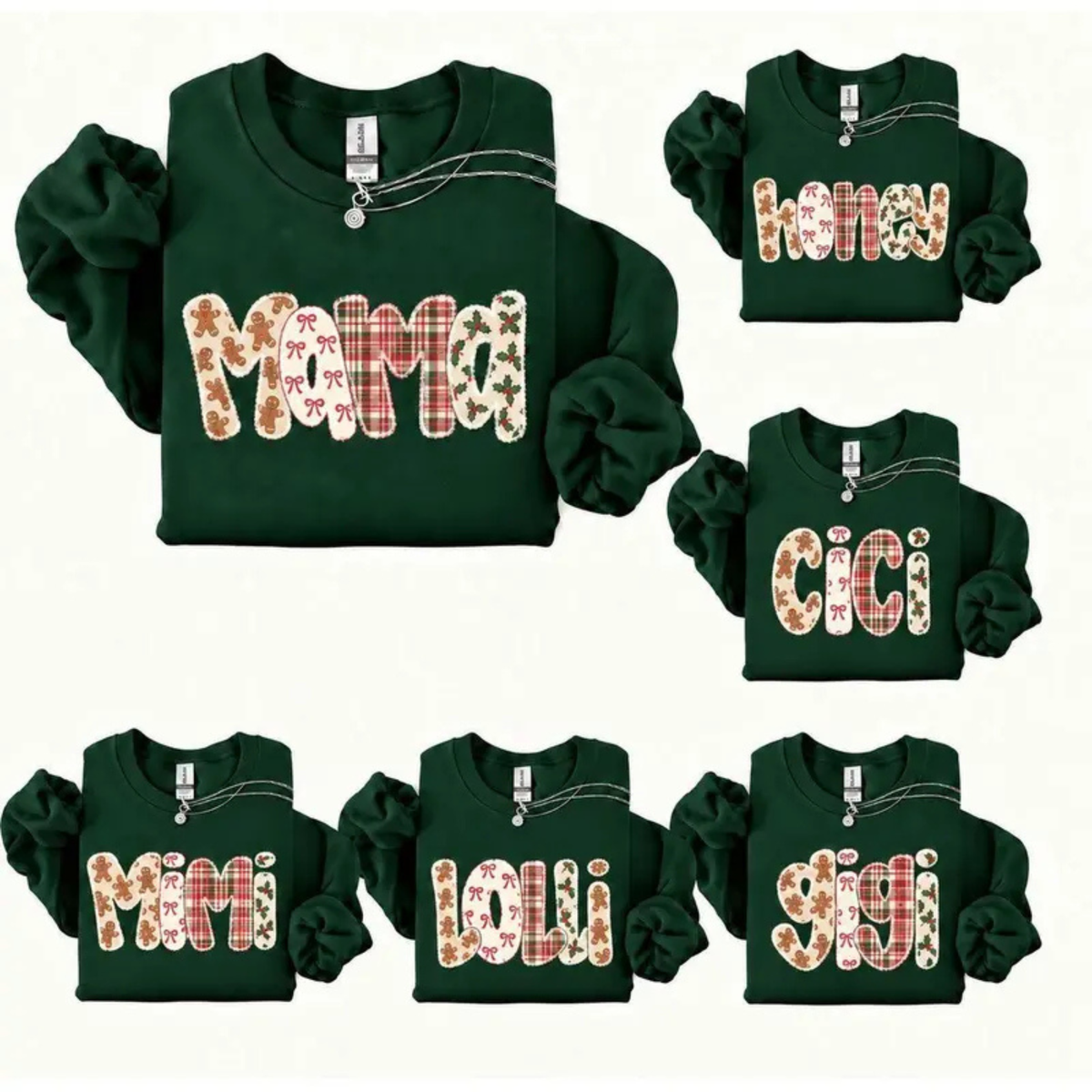 Warm Sugar Cookie Family Crewneck – Personalized Gingerbread Plaid Christmas Sweatshirt