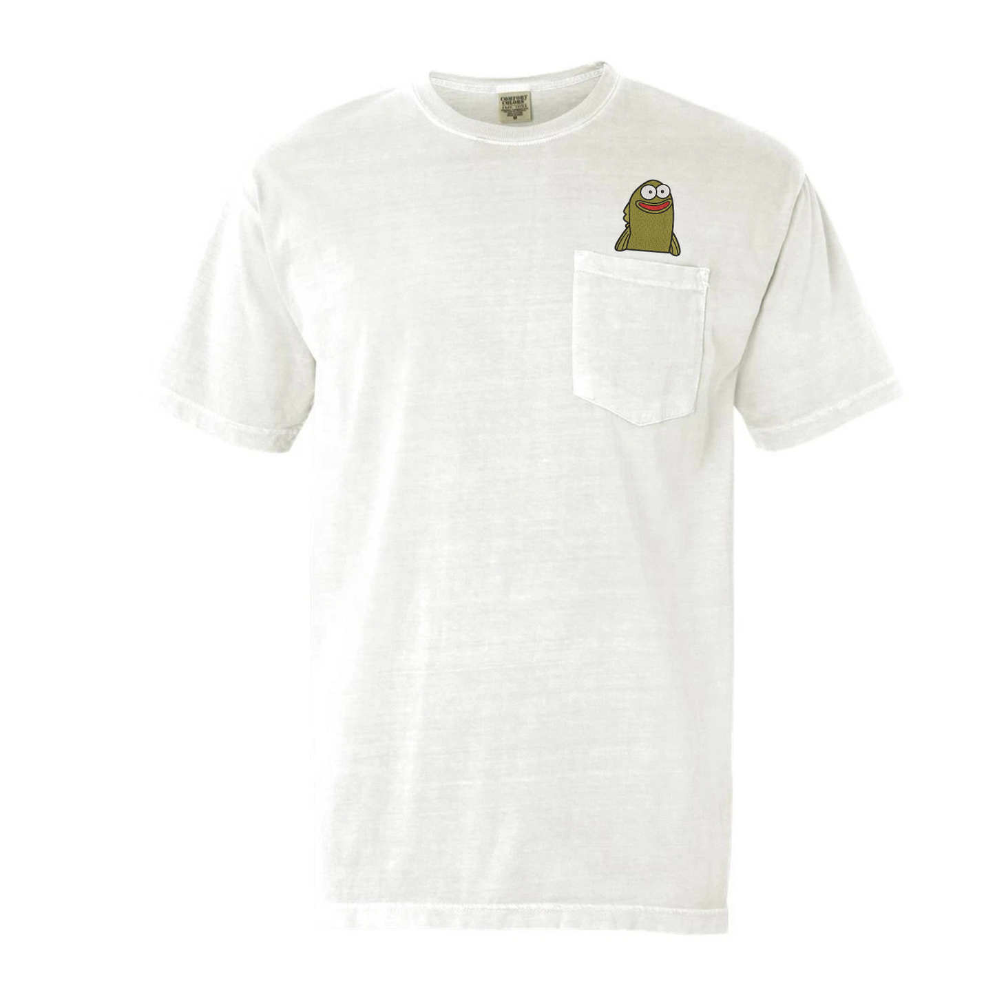 Fish Memes Embroidered Pocket Cotton T-Shirt - Funny Fishing Humor Graphic Tee