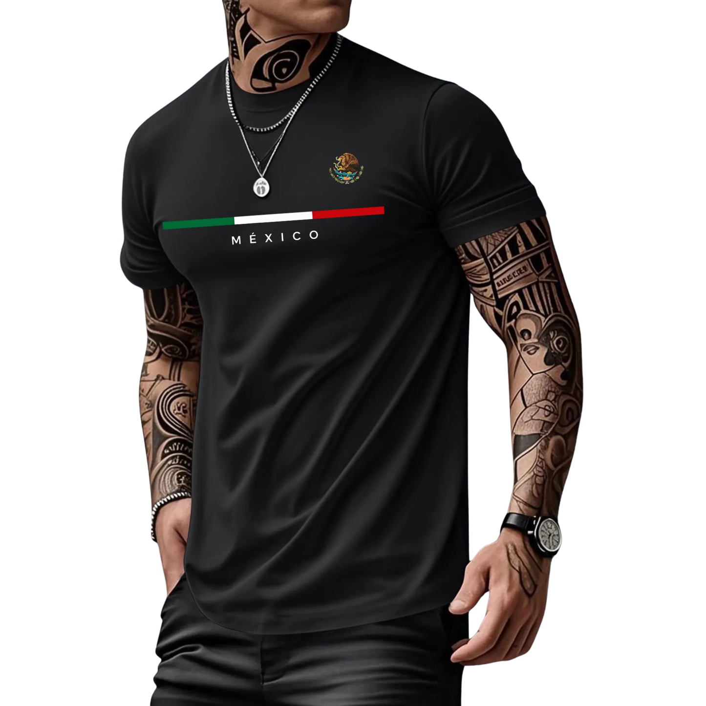 Men's Heavyweight Mexican Print Loose Fit T-Shirt - Summer Streetwear Tee