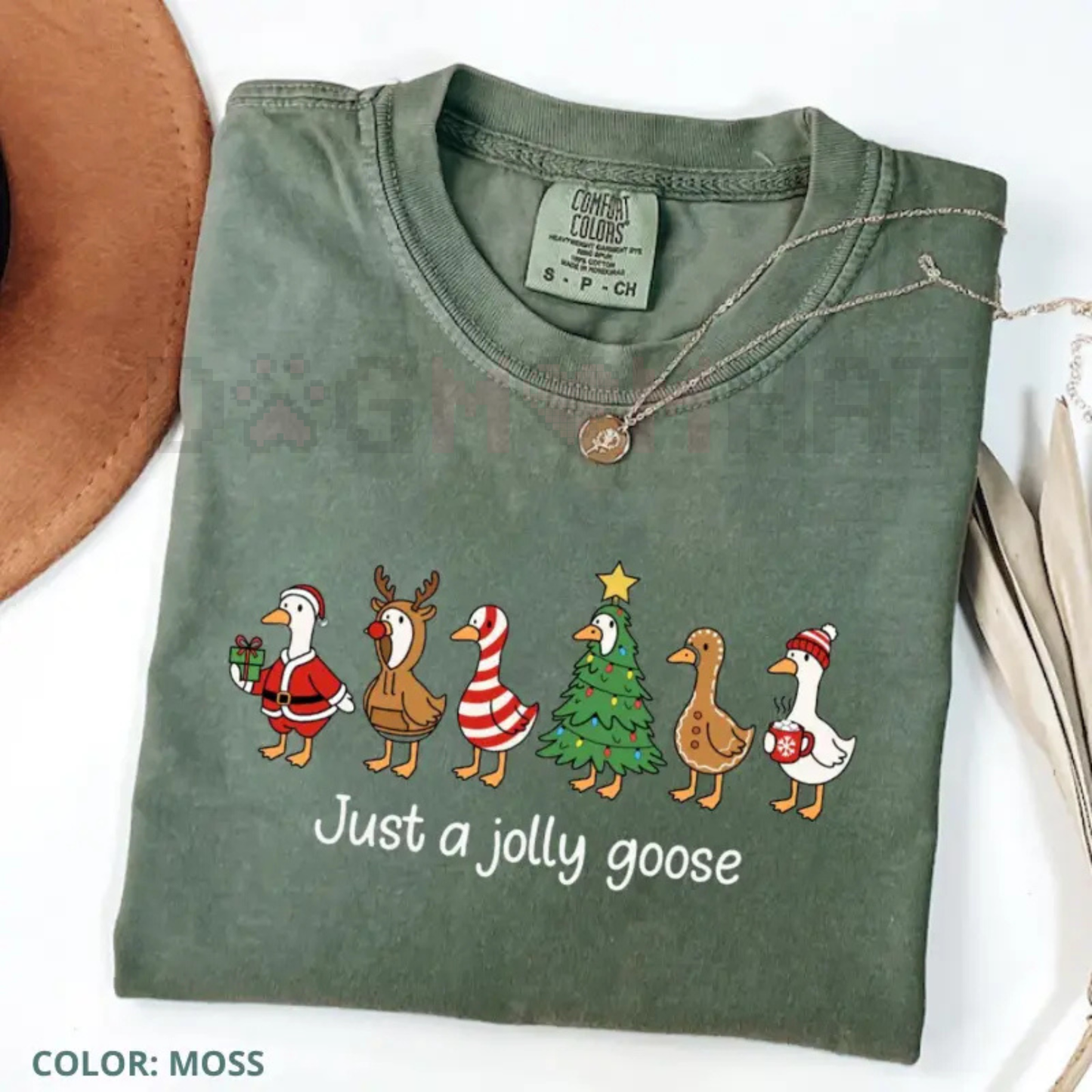 Just a Jolly Goose" Comfort Colors® T-Shirt – Funny Christmas Tee | Silly Goose Festive Gift Graphic