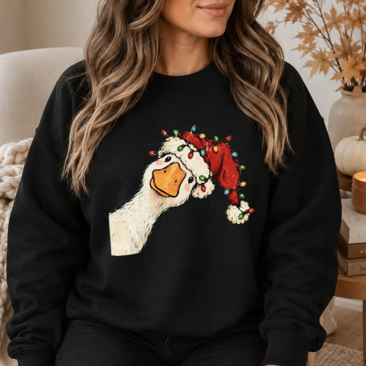 Festive Friction Sweatshirt – Funny "Preppy Jolly Goose" Christmas Graphic Crewneck