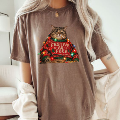 Wild Coven Tee – Vintage Smoking Grumpy Cat Funny Christmas Graphic Shirt