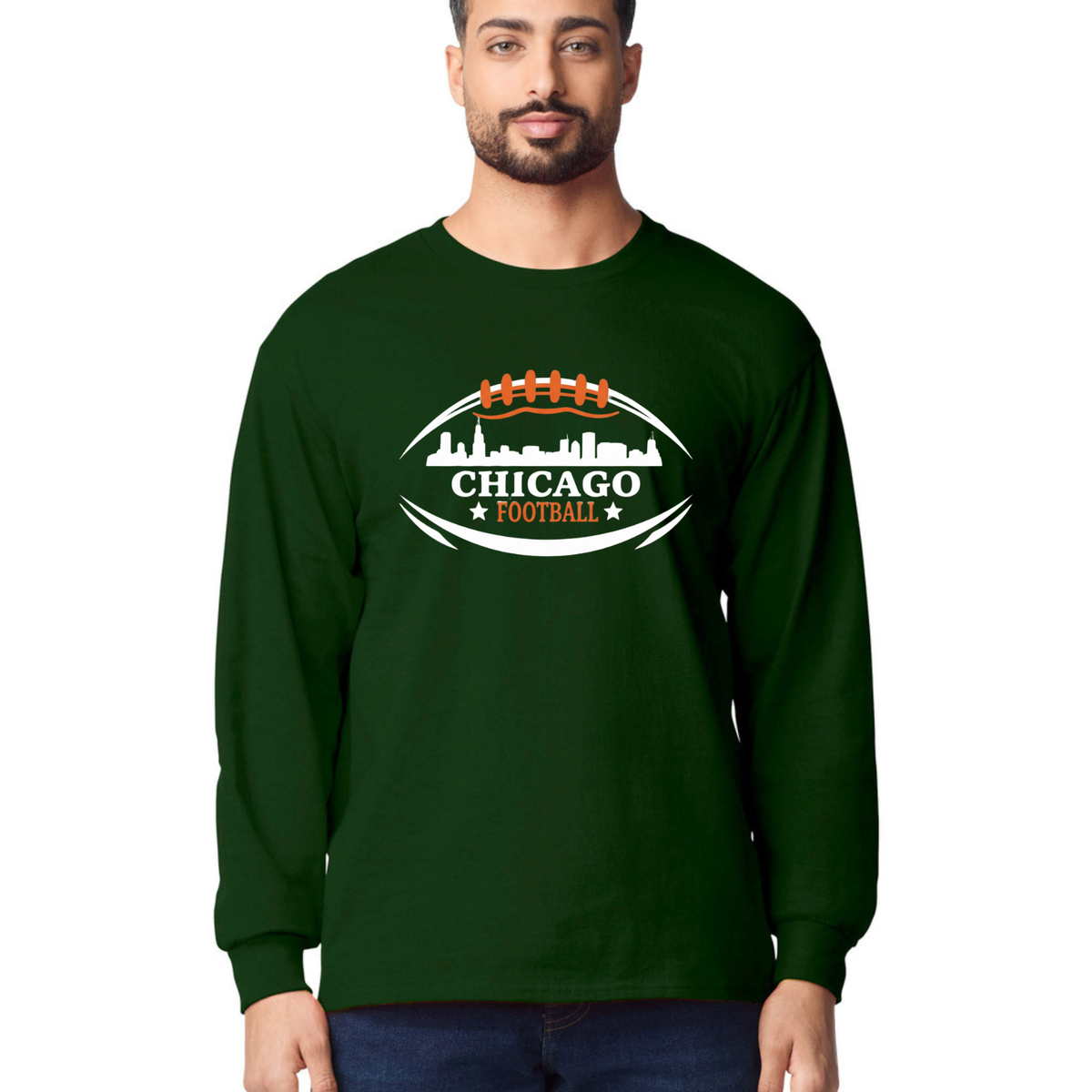 Football City Skyline Game Day Long Sleeve Graphic T-Shirt
