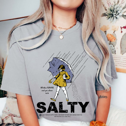 Women's "Salty Girl" Vintage T-Shirt – Trendy Umbrella Top for Her