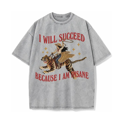 Acid Wash Surreal Winged Tiger Art Streetwear T-Shirt