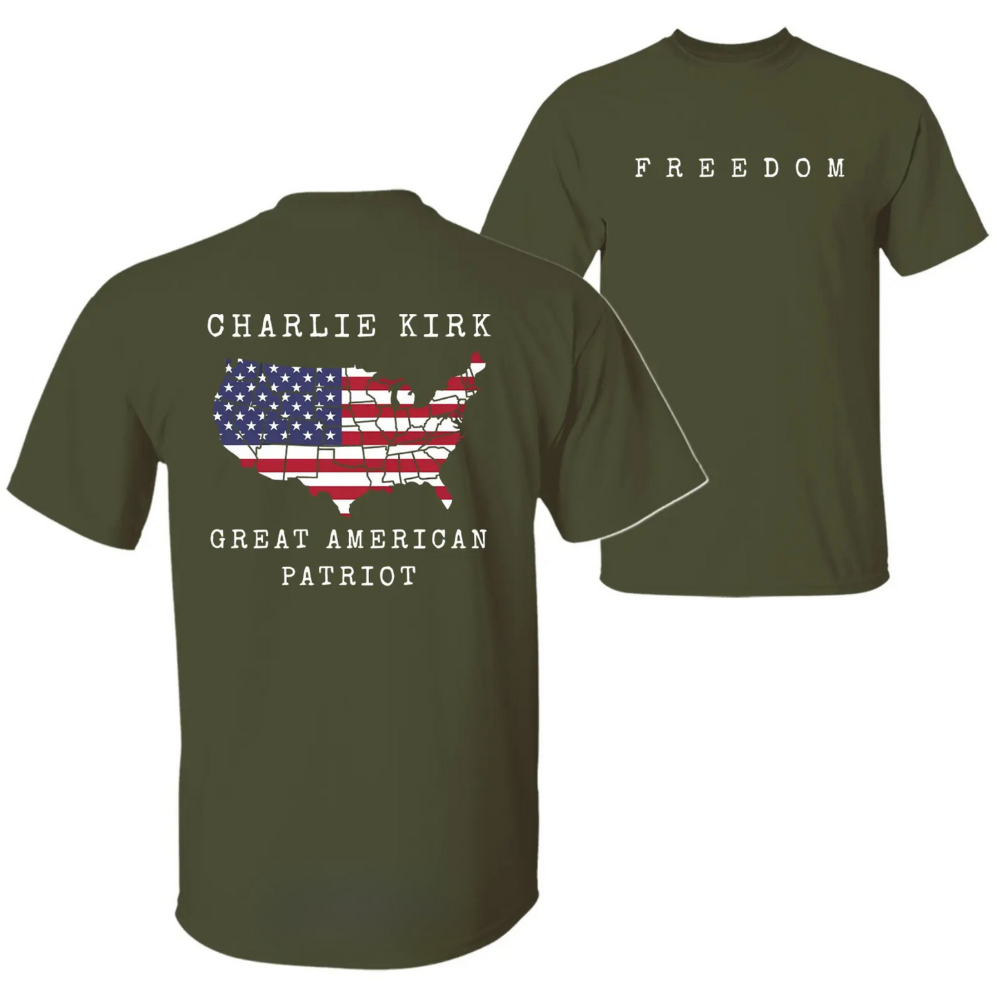 Charlie Kirk Freedom & Patriotism Graphic T-Shirt – 2-Sided Design