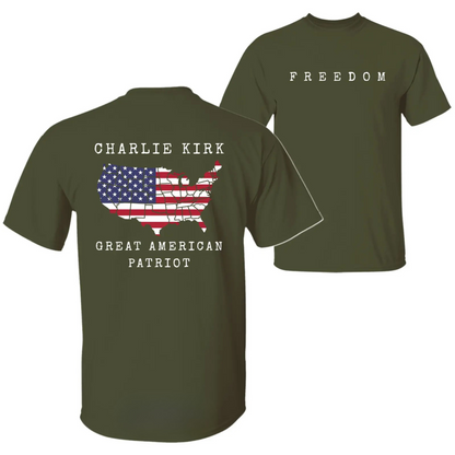 Charlie Kirk Freedom & Patriotism Graphic T-Shirt – 2-Sided Design