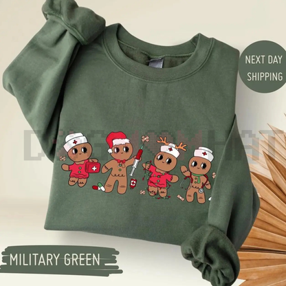 Gingerbread Christmas Nurse Sweatshirt