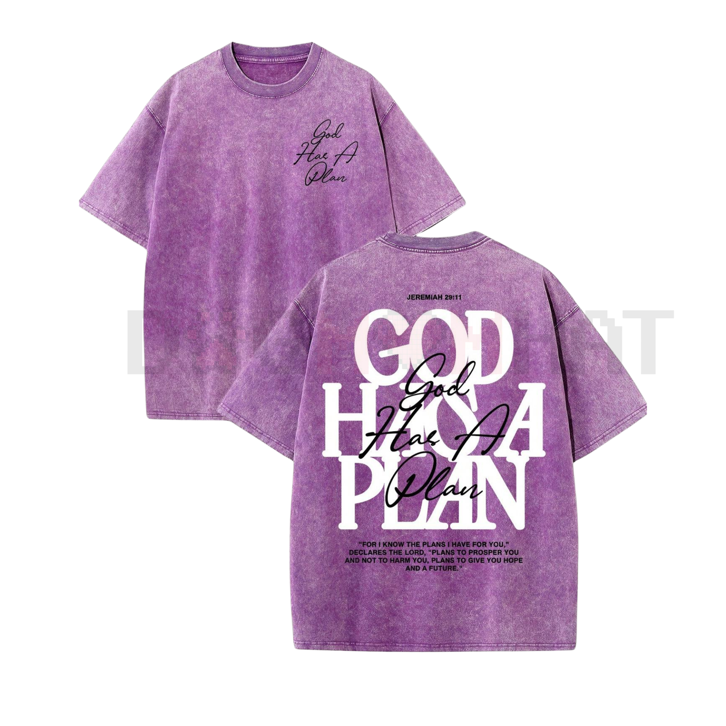 Double Sided Retro Washed 'God Has A Plan' Tee