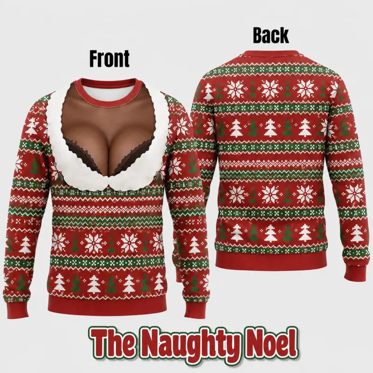 Cheeky Santa Ugly Christmas Sweatshirt – Funny Illusion Reindeer & Elf Crewneck