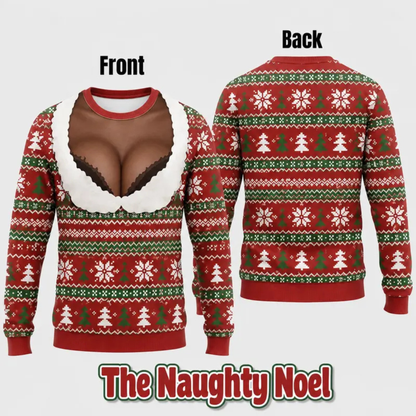 Cheeky Santa Ugly Christmas Sweatshirt – Funny Illusion Reindeer & Elf Crewneck