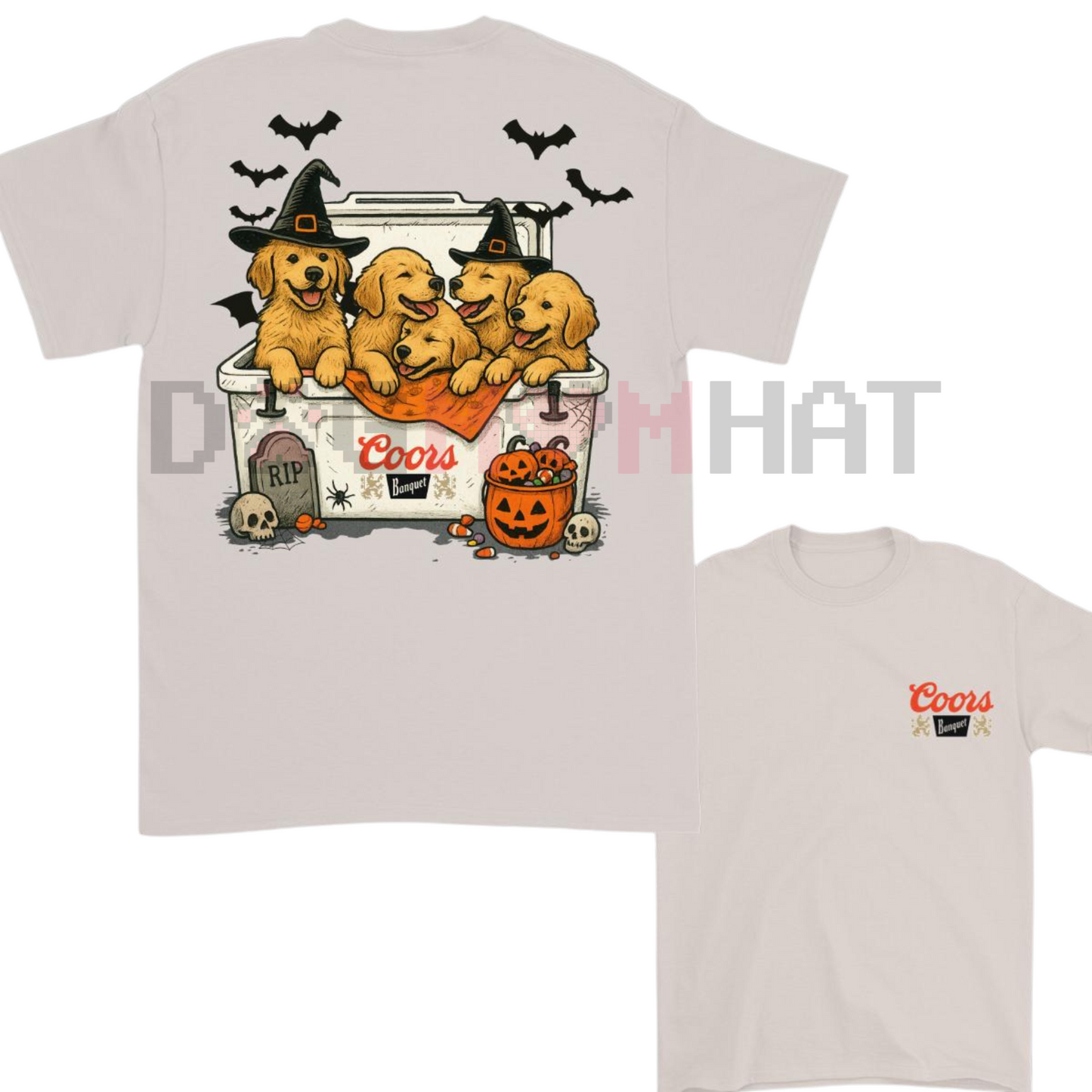 Dogs & Beer Halloween T-Shirt – Golden Retriever Funny Dog Tee, Cute & Trendy Shirt for Men & Women