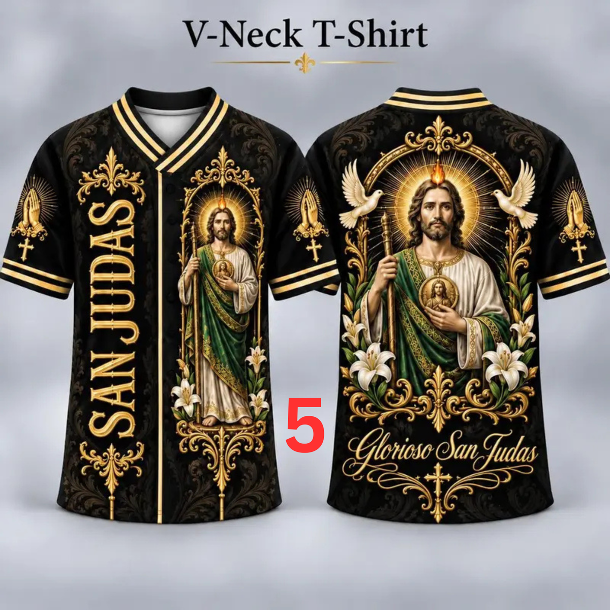 Men's San Judas Tadeo Graphic V-Neck Tee