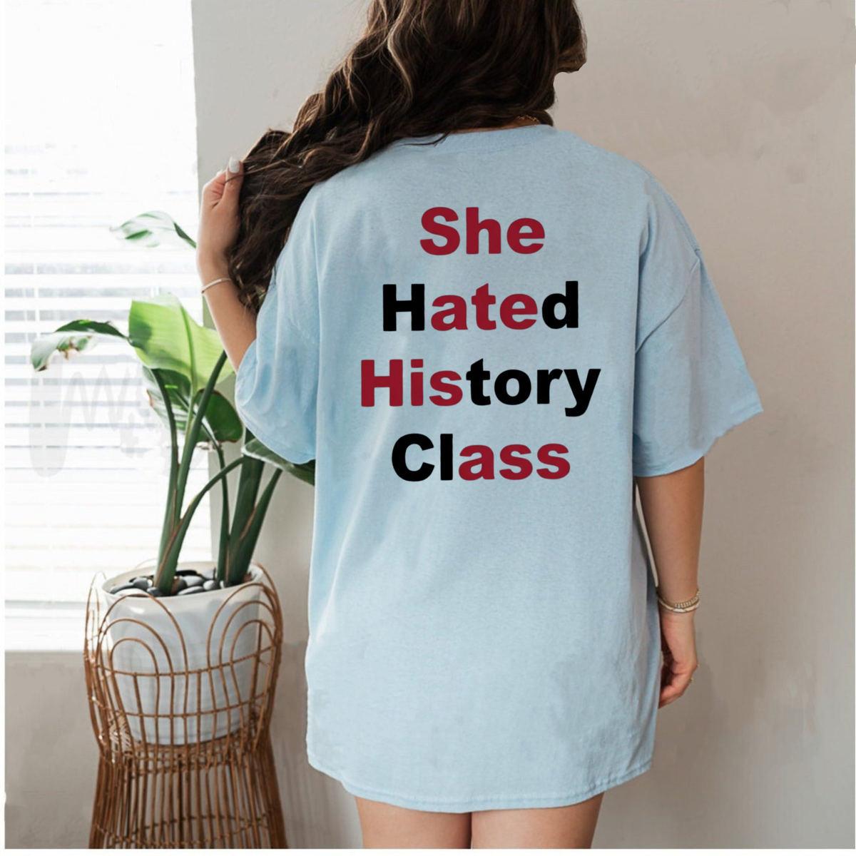 She Hated History Class Hidden Message Funny Sarcastic Optical Illusion Graphic Tee