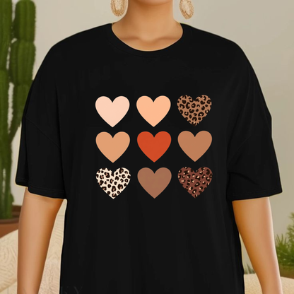 Women’s Casual Leopard & Heart Print T-Shirt