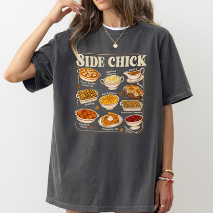 Festive Friction Tee – Retro "Side Chick" Funny Thanksgiving & Friendsgiving Graphic T-Shirt